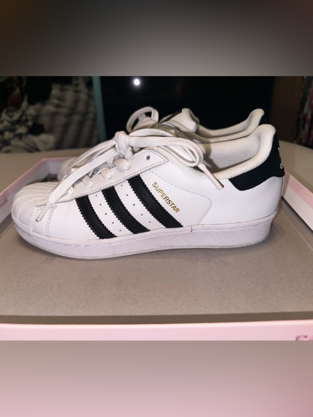 adidas White and Black Superstar Low-Top Sneakers